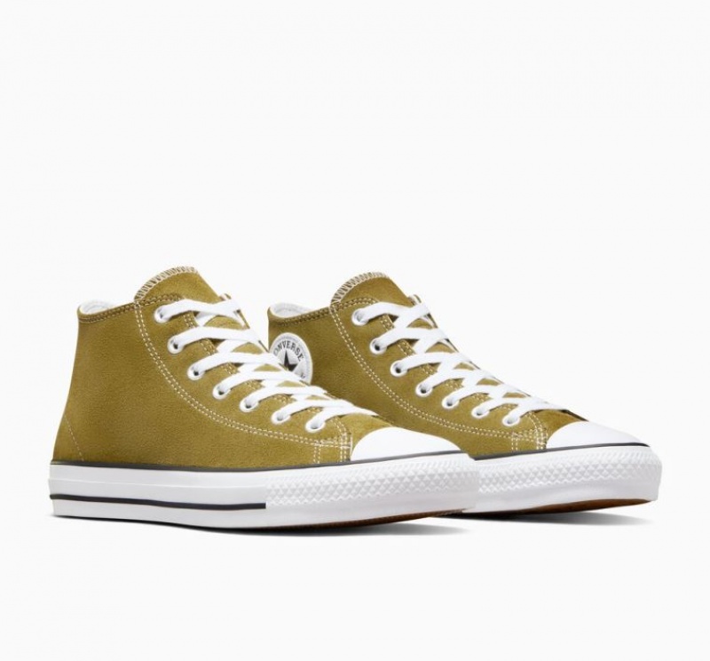 Olive Converse Chuck Taylor All Star Pro Suede Women's Skate Shoes | NZ NWZMV9243