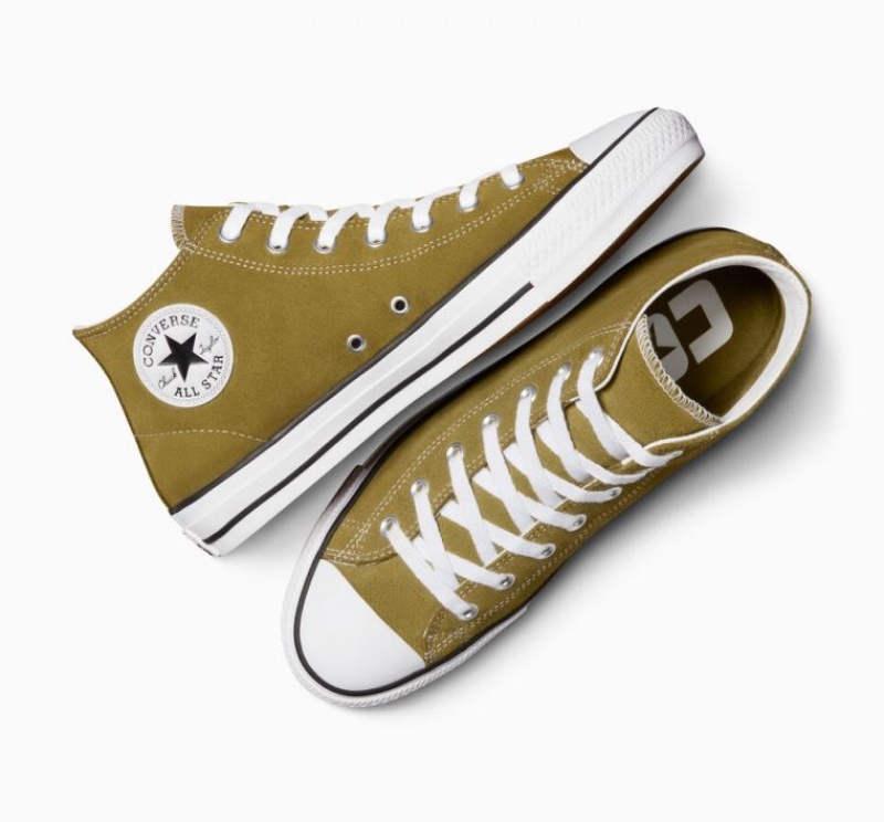 Olive Converse Chuck Taylor All Star Pro Suede Women's Skate Shoes | NZ NWZMV9243