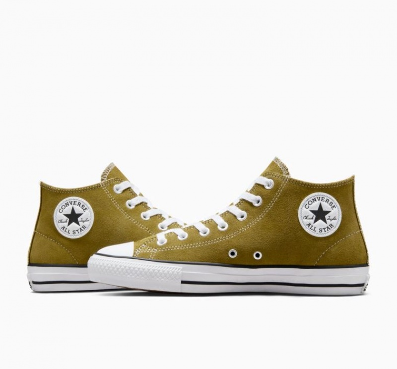 Olive Converse Chuck Taylor All Star Pro Suede Women's Skate Shoes | NZ NWZMV9243