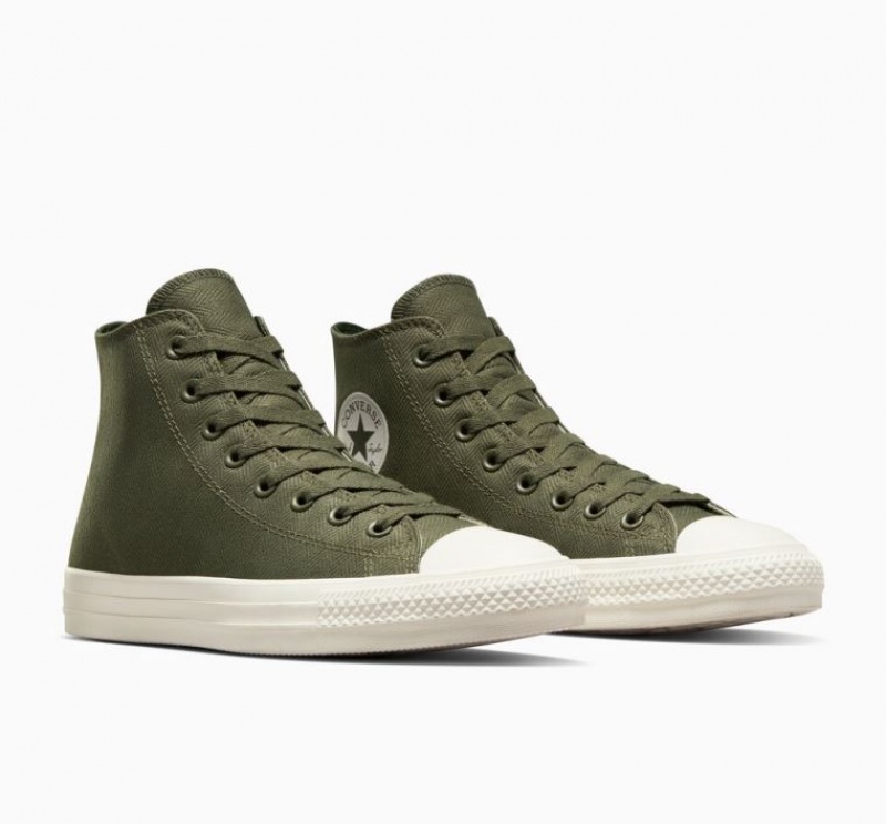 Olive Converse Cons Chuck Taylor All Star Pro Herringbone Women's Skate Shoes | NZ QLGEY3582