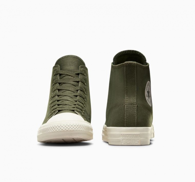 Olive Converse Cons Chuck Taylor All Star Pro Herringbone Women's Skate Shoes | NZ QLGEY3582