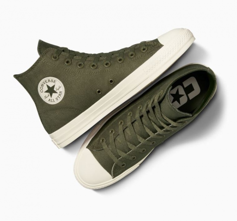 Olive Converse Cons Chuck Taylor All Star Pro Herringbone Women's Skate Shoes | NZ QLGEY3582