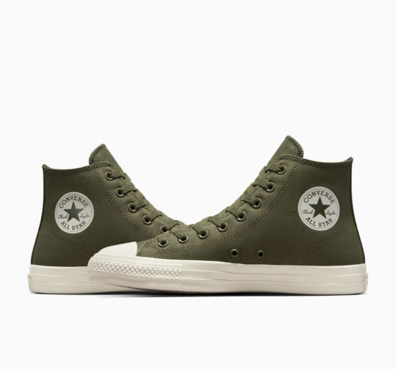 Olive Converse Cons Chuck Taylor All Star Pro Herringbone Women's Skate Shoes | NZ QLGEY3582