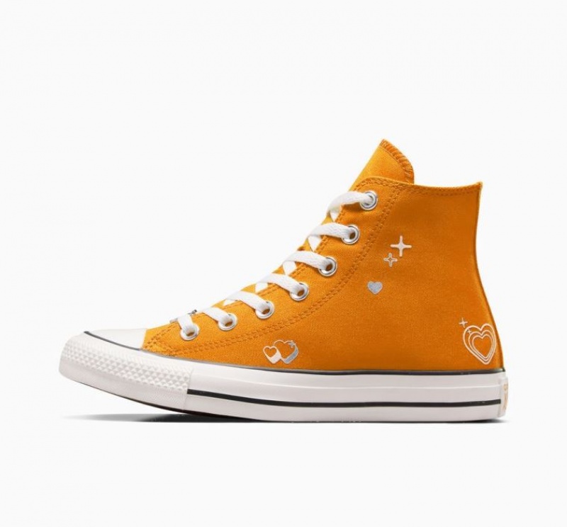 Orange Converse Chuck Taylor All Star Y2K Heart Women's High Tops | NZ EBHFI9042