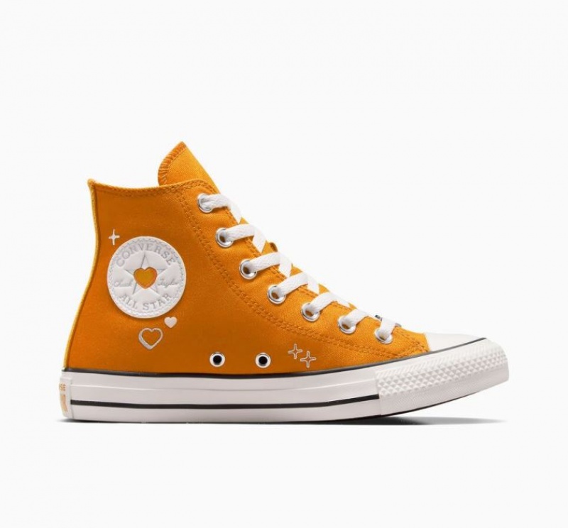 Orange Converse Chuck Taylor All Star Y2K Heart Women\'s High Tops | NZ EBHFI9042