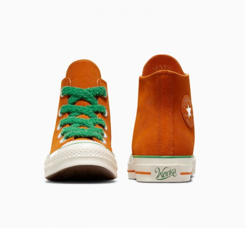 Orange Converse X Wonka Chuck 70 Oompa Loompa Men's High Tops | NZ RVLTU6934