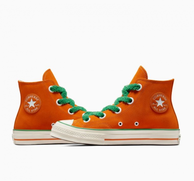 Orange Converse X Wonka Chuck 70 Oompa Loompa Men's High Tops | NZ RVLTU6934