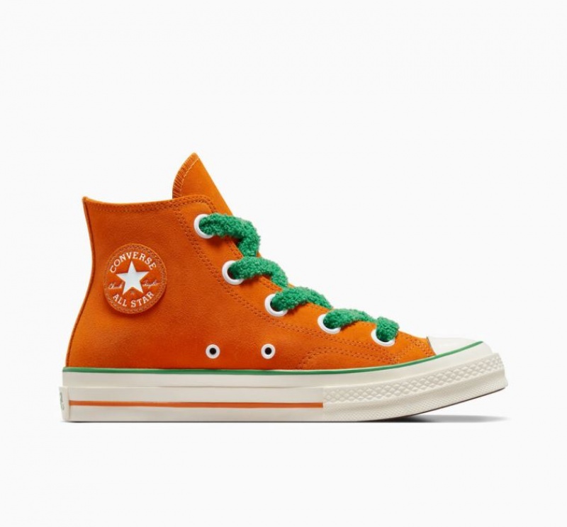 Orange Converse X Wonka Chuck 70 Oompa Loompa Men\'s High Tops | NZ RVLTU6934