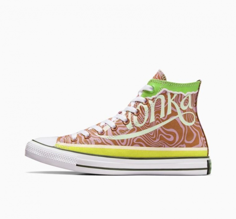 Orange Converse X Wonka Chuck Taylor All Star Swirl Men's High Tops | NZ BNKFO7618