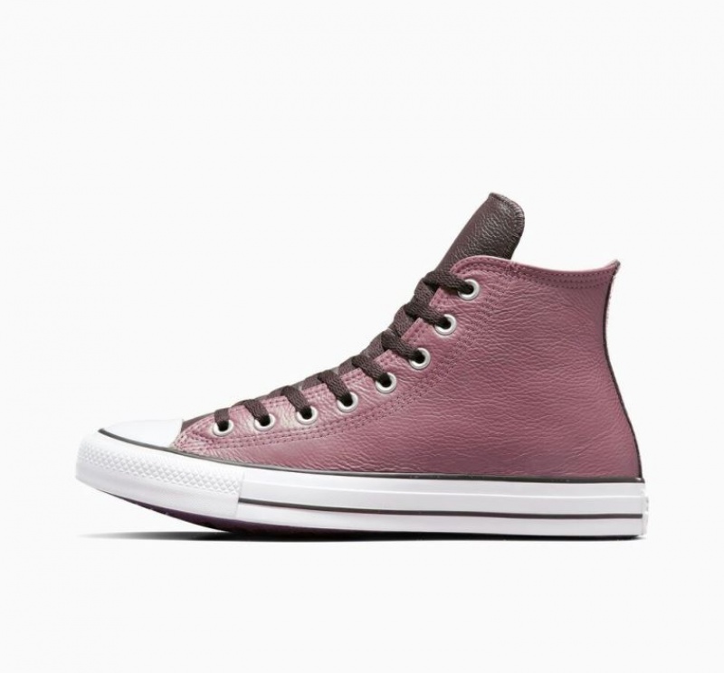 Pink Converse Chuck Taylor All Star Leather Men's High Tops | NZ KCLPE0683