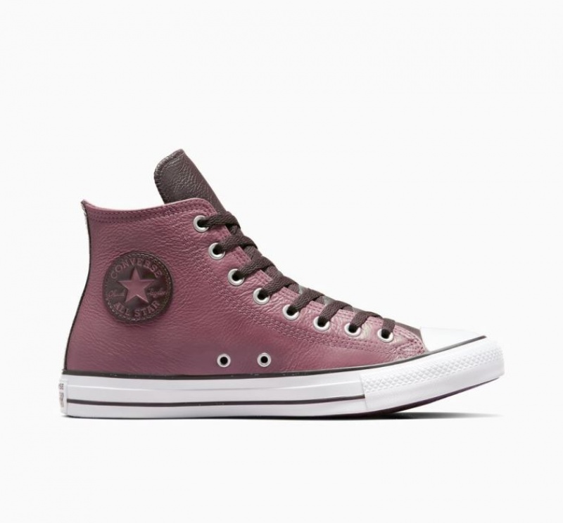 Pink Converse Chuck Taylor All Star Leather Men\'s High Tops | NZ KCLPE0683