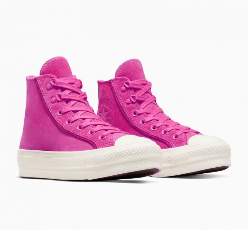 Pink Converse Chuck Taylor All Star Lift Suede Women's Platform Sneakers | NZ GCRFW6290