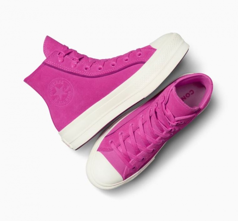 Pink Converse Chuck Taylor All Star Lift Suede Women's Platform Sneakers | NZ GCRFW6290