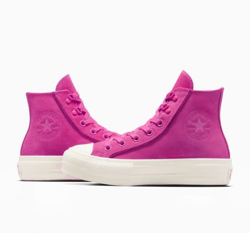 Pink Converse Chuck Taylor All Star Lift Suede Women's Platform Sneakers | NZ GCRFW6290