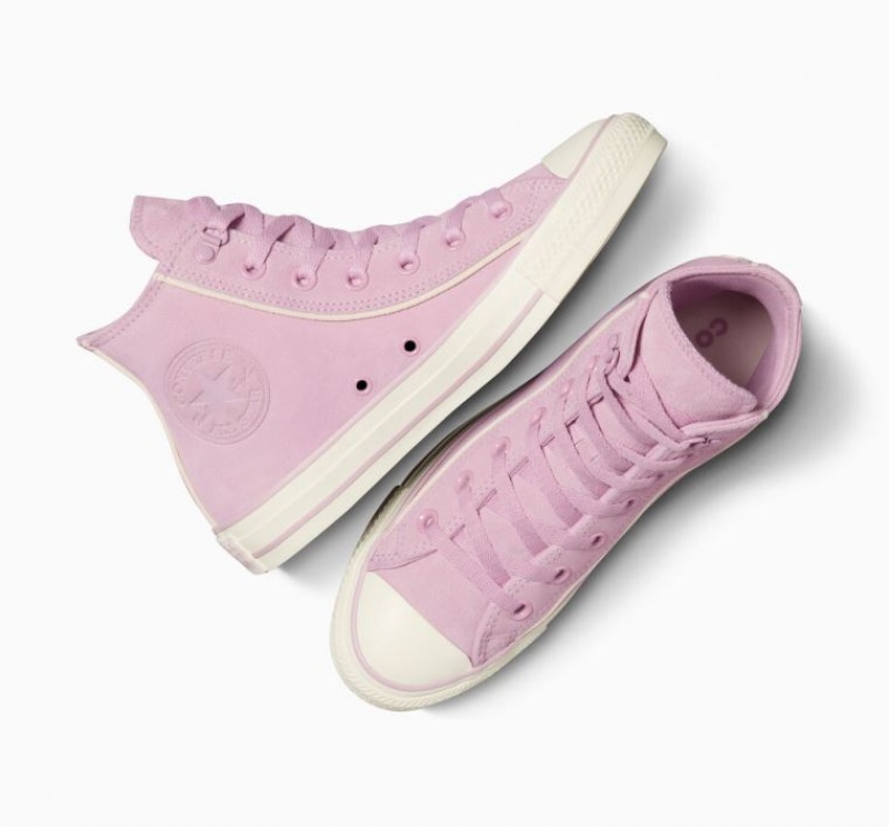 Pink Converse Chuck Taylor All Star Suede Women's High Tops | NZ SXANT6057