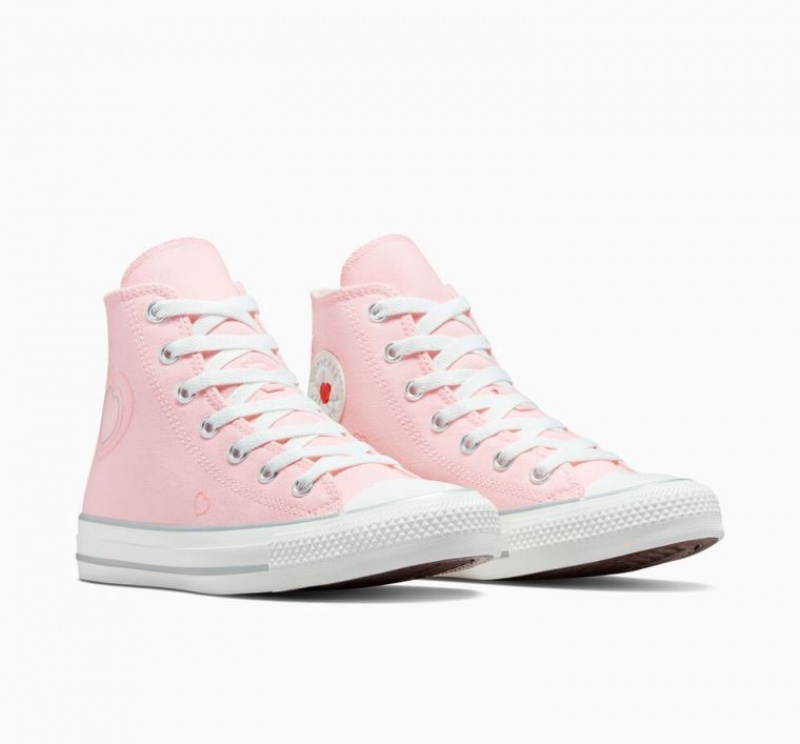 Pink Converse Chuck Taylor All Star Y2K Heart Kids' High Tops | NZ KSCIT1804