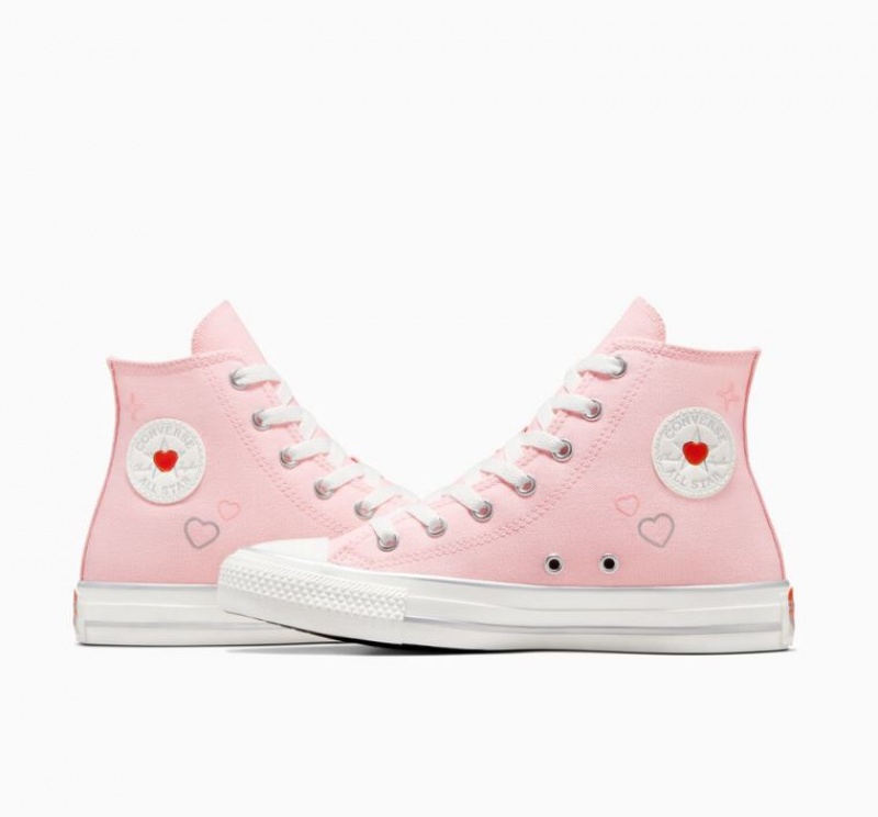 Pink Converse Chuck Taylor All Star Y2K Heart Kids' High Tops | NZ KSCIT1804