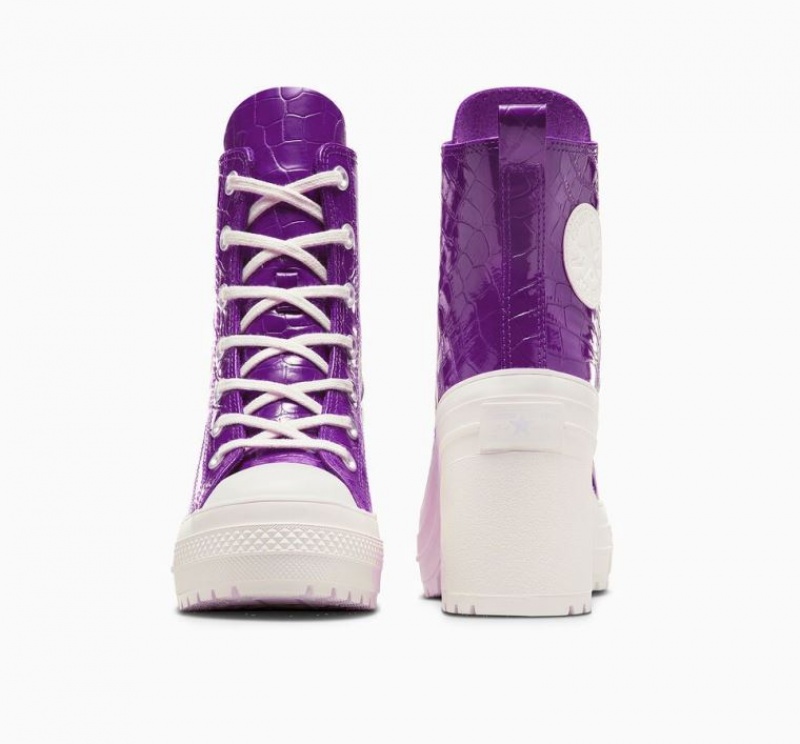 Purple Converse Chuck 70 De Luxe Heel Embossed Women's High Tops | NZ YLODK4283