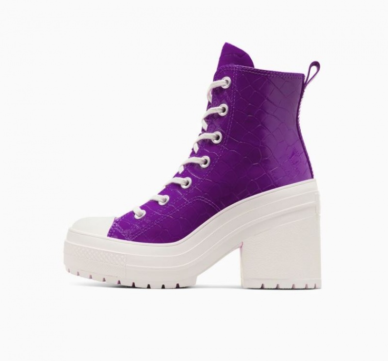 Purple Converse Chuck 70 De Luxe Heel Embossed Women's High Tops | NZ YLODK4283