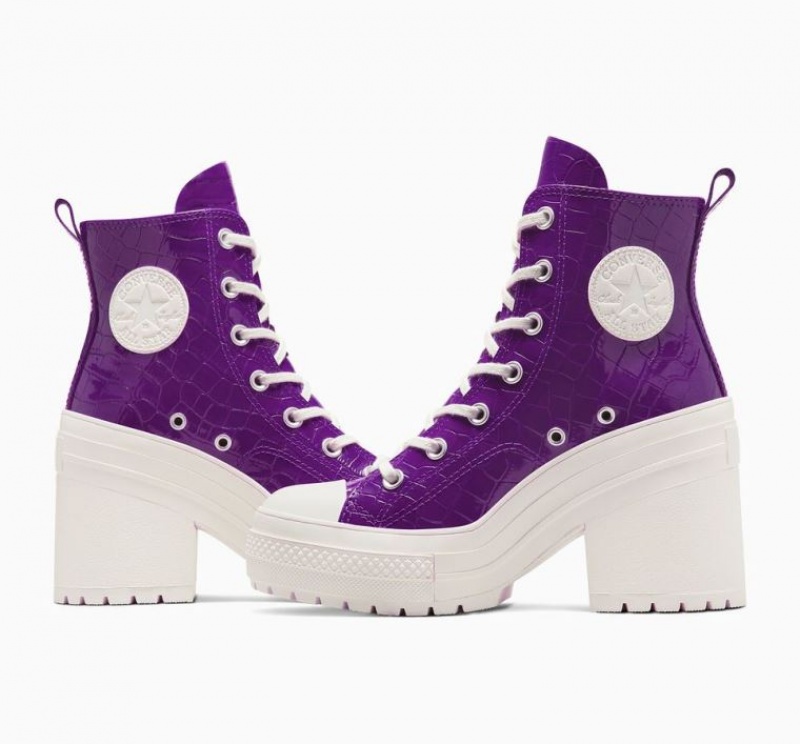 Purple Converse Chuck 70 De Luxe Heel Embossed Women's High Tops | NZ YLODK4283