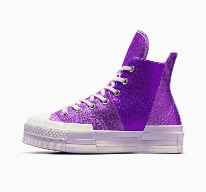 Purple Converse Chuck 70 Plus Glitter Women's High Tops | NZ IEXCS6312