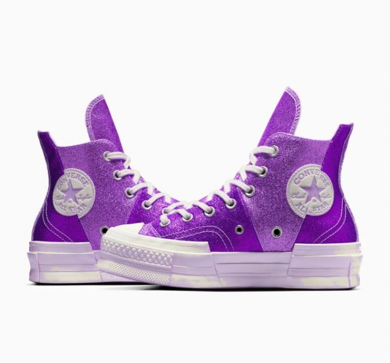 Purple Converse Chuck 70 Plus Glitter Women's High Tops | NZ IEXCS6312