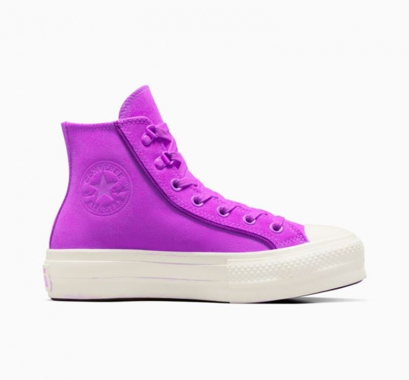 Purple Converse Chuck Taylor All Star Lift Suede Women\'s Platform Sneakers | NZ XEJLA5183