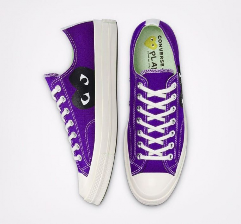 Purple Converse X Comme Des Garçons Play Chuck 70 Men's Low Tops | NZ SRZDW6189