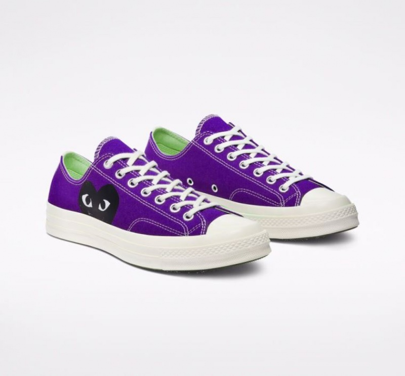 Purple Converse X Comme Des Garçons Play Chuck 70 Men's Low Tops | NZ SRZDW6189