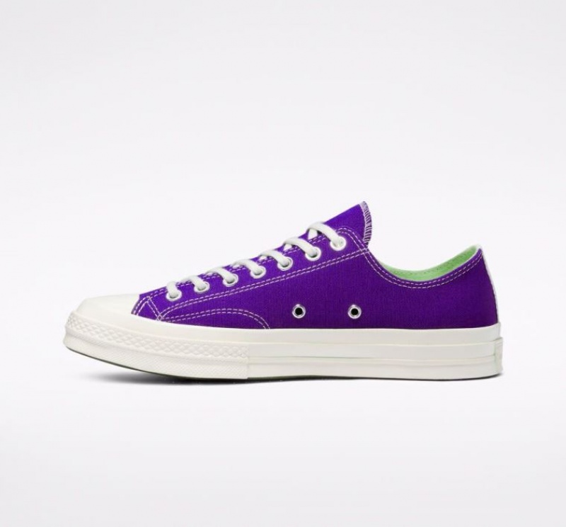 Purple Converse X Comme Des Garçons Play Chuck 70 Men's Low Tops | NZ SRZDW6189