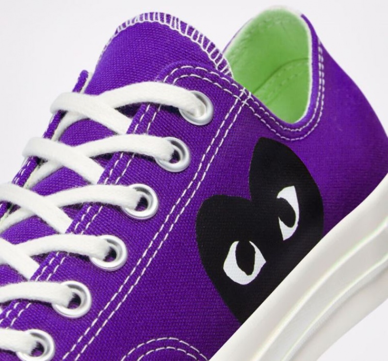 Purple Converse X Comme Des Garçons Play Chuck 70 Men's Low Tops | NZ SRZDW6189