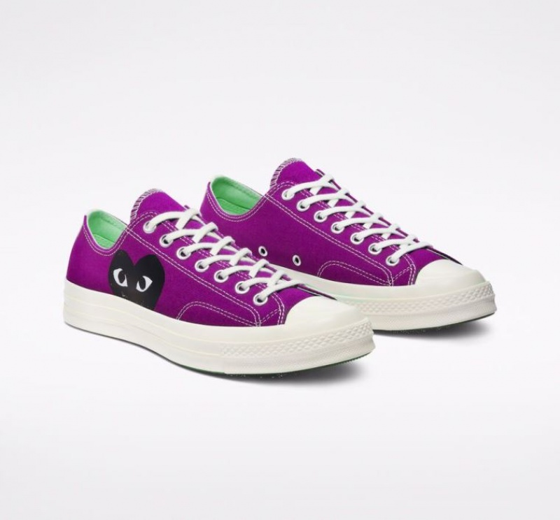 Purple Converse X Comme Des Garçons Play Chuck 70 Men's Low Tops | NZ FIVCR0726