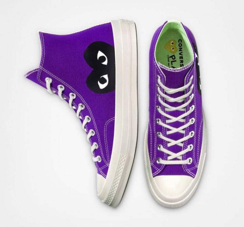 Purple Converse X Comme Des Garçons Play Chuck 70 Women's High Tops | NZ AFKEP4251