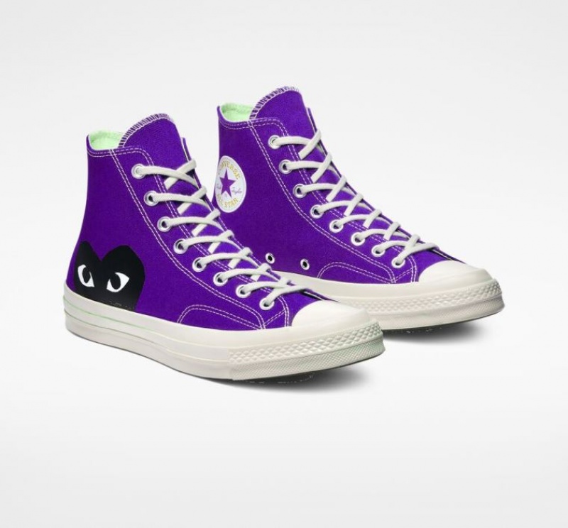 Purple Converse X Comme Des Garçons Play Chuck 70 Women's High Tops | NZ AFKEP4251