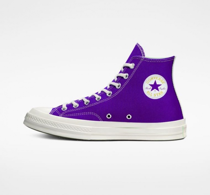 Purple Converse X Comme Des Garçons Play Chuck 70 Women's High Tops | NZ AFKEP4251