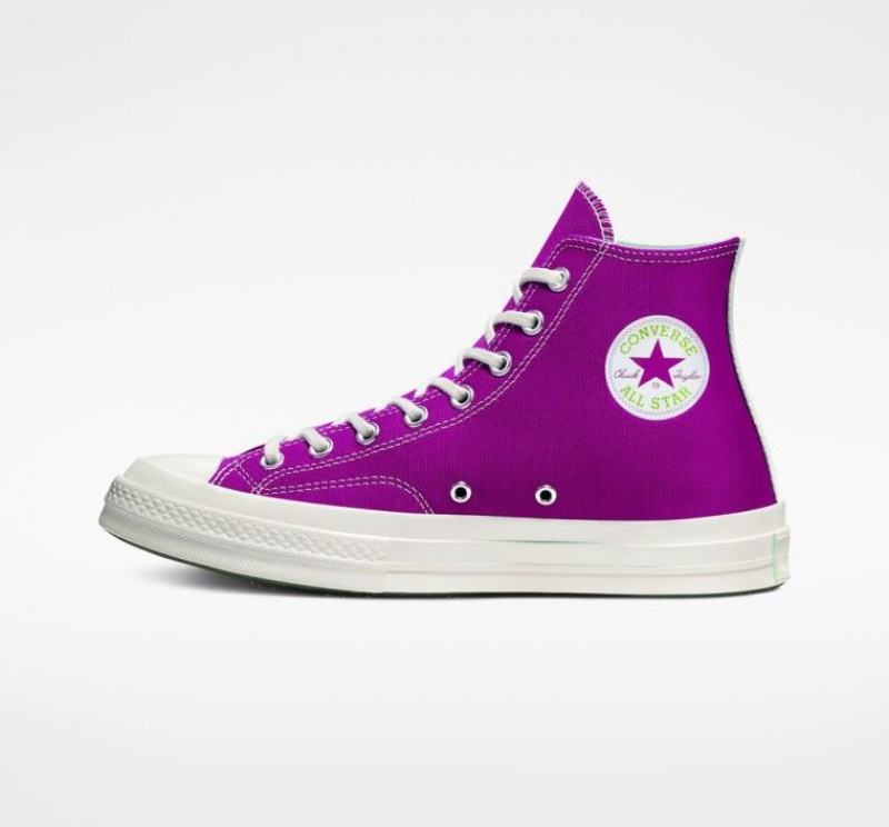 Purple Converse X Comme Des Garçons Play Chuck 70 Women's High Tops | NZ QUHAO3092