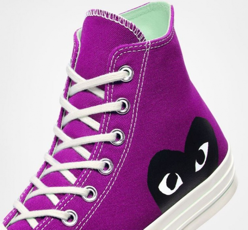 Purple Converse X Comme Des Garçons Play Chuck 70 Women's High Tops | NZ QUHAO3092