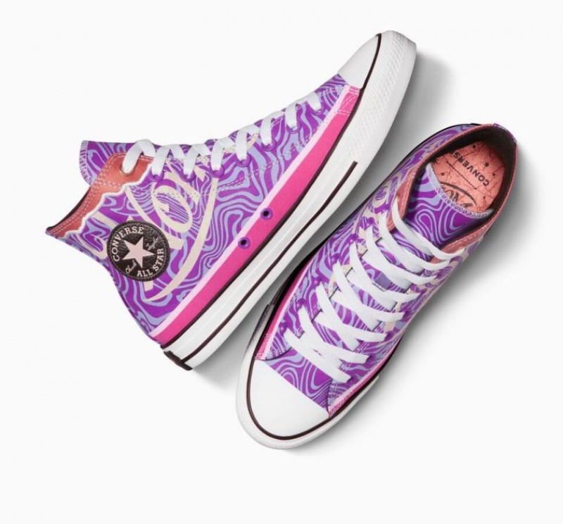 Purple Converse X Wonka Chuck Taylor All Star Swirl Men's High Tops | NZ JMCUS2083