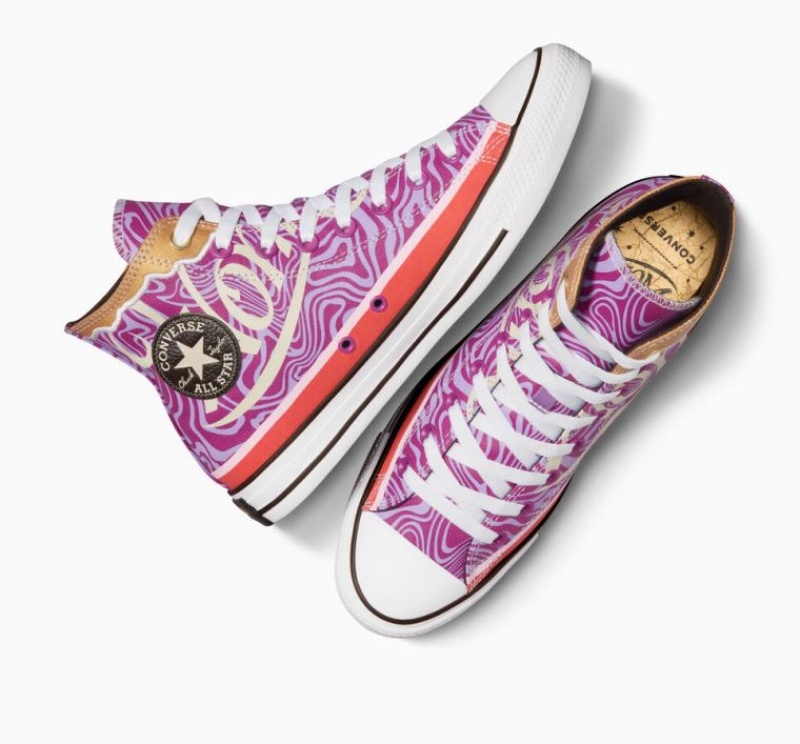 Purple Converse X Wonka Chuck Taylor All Star Swirl Men's High Tops | NZ TQFOV8429