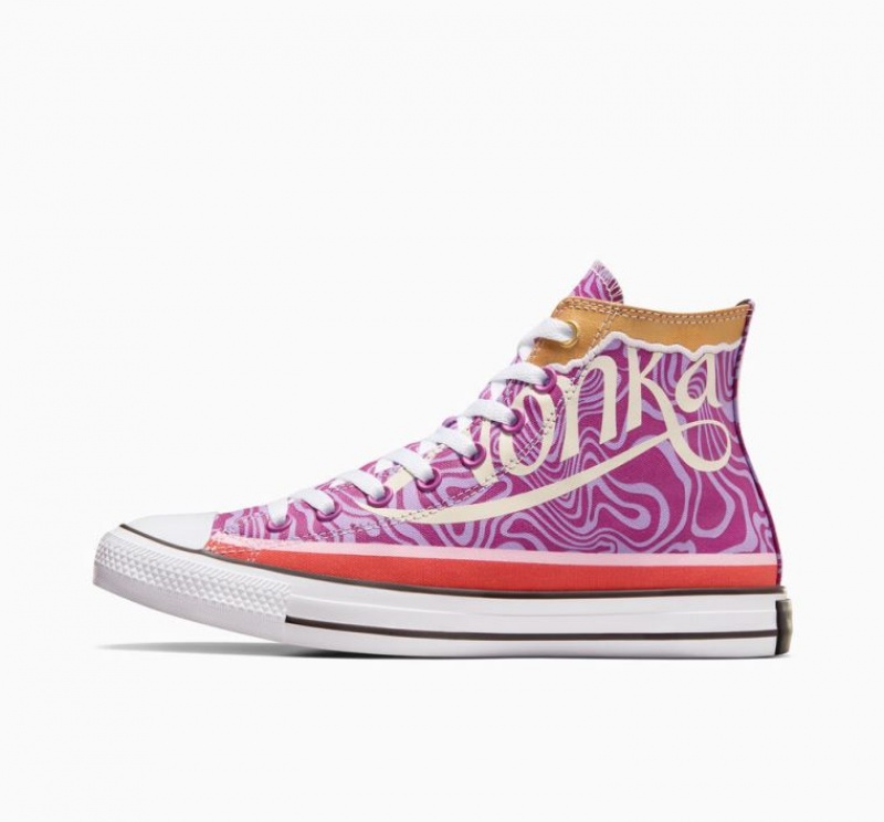 Purple Converse X Wonka Chuck Taylor All Star Swirl Men's High Tops | NZ TQFOV8429