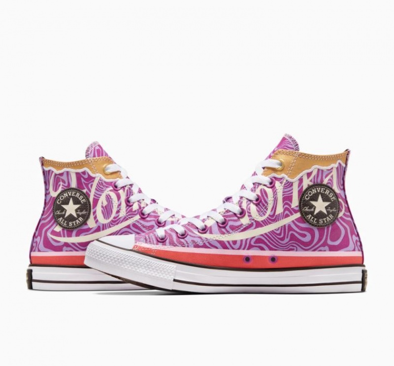 Purple Converse X Wonka Chuck Taylor All Star Swirl Men's High Tops | NZ TQFOV8429