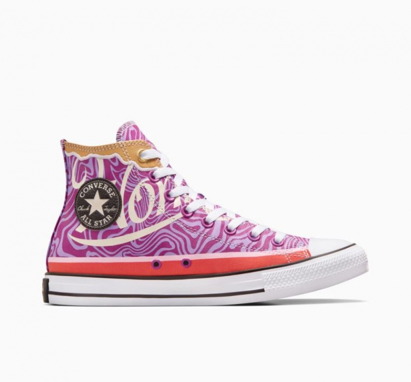 Purple Converse X Wonka Chuck Taylor All Star Swirl Men\'s High Tops | NZ TQFOV8429