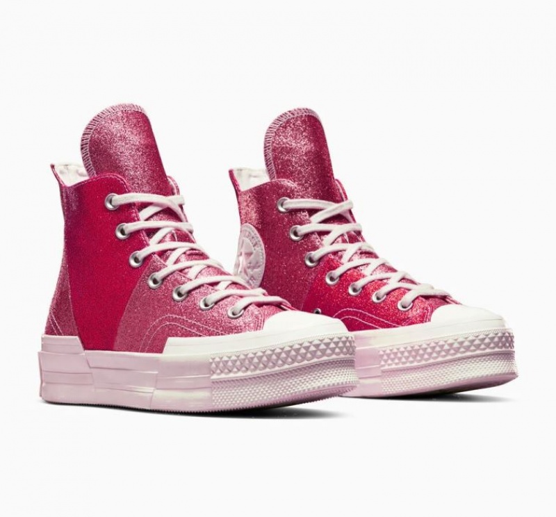 Red Converse Chuck 70 Plus Glitter Women's High Tops | NZ KJYPG5982