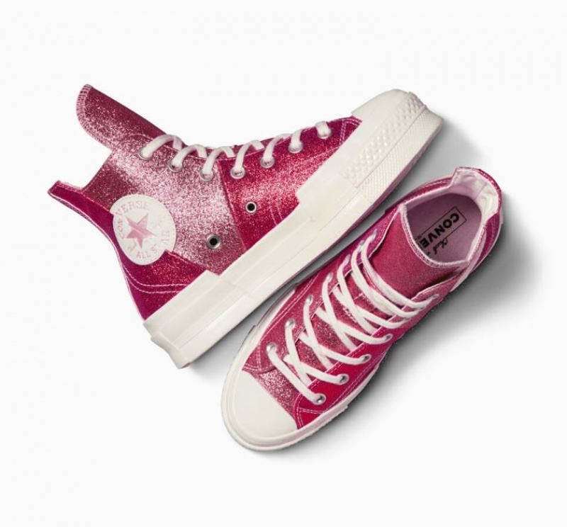 Red Converse Chuck 70 Plus Glitter Women's High Tops | NZ KJYPG5982