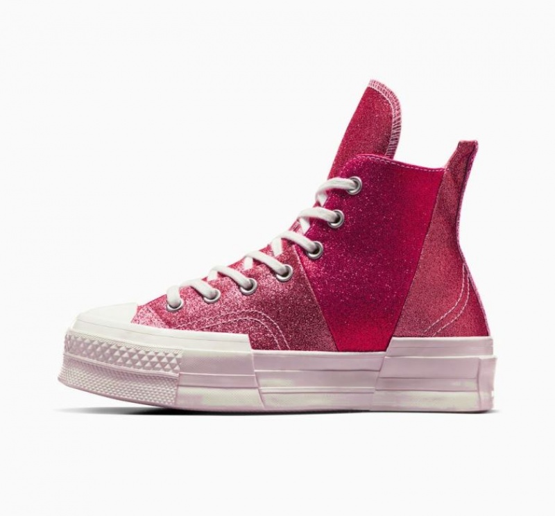 Red Converse Chuck 70 Plus Glitter Women's High Tops | NZ KJYPG5982