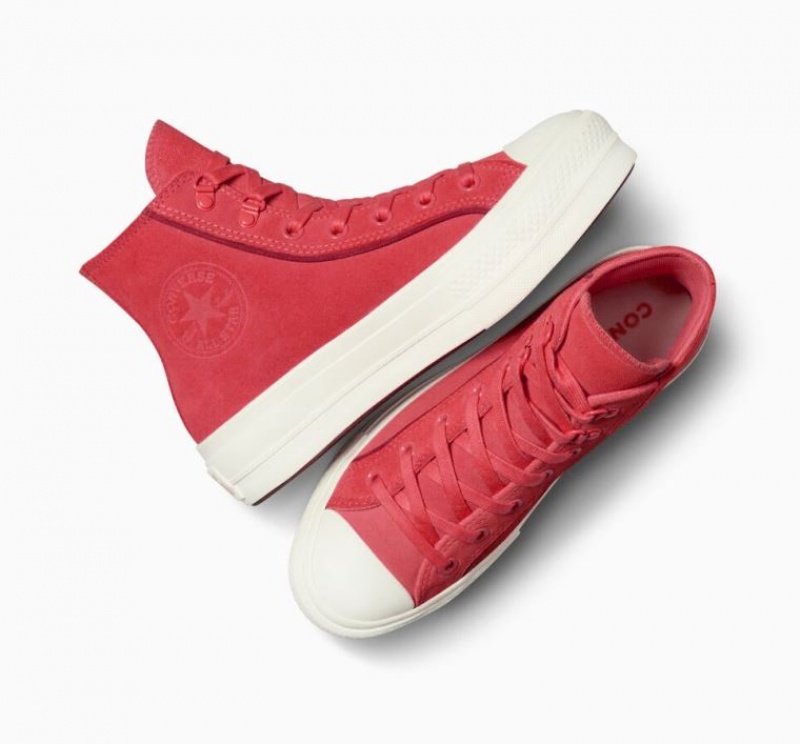 Red Converse Chuck Taylor All Star Lift Suede Women's Platform Sneakers | NZ HBTIW4912