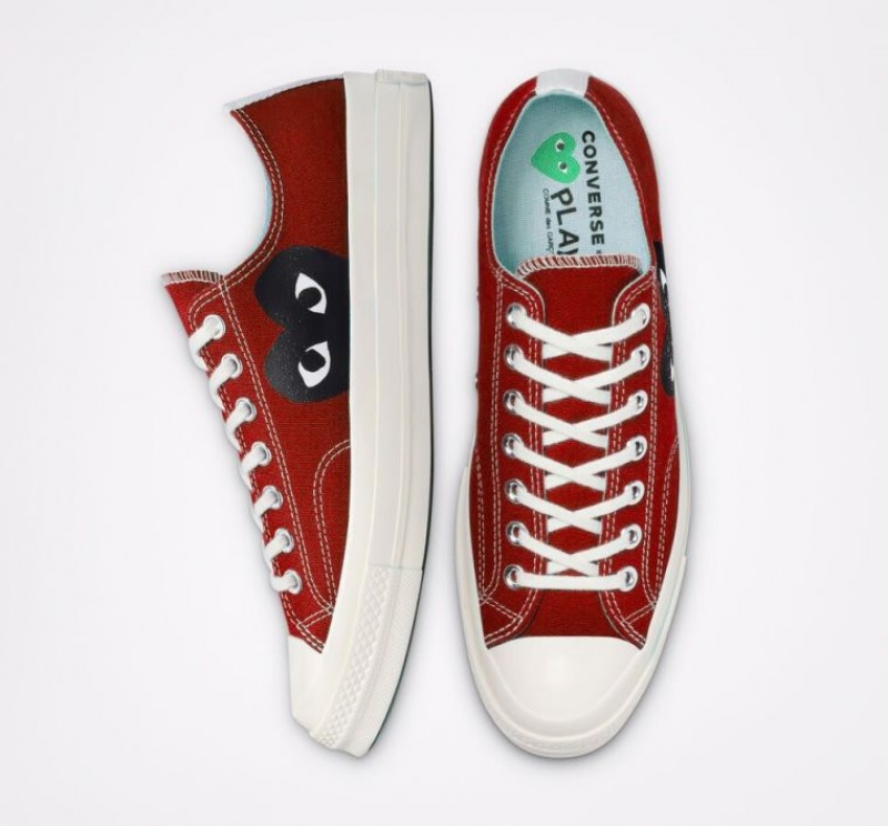 Red Converse X Comme Des Garçons Play Chuck 70 Men's Low Tops | NZ UBOYC8724