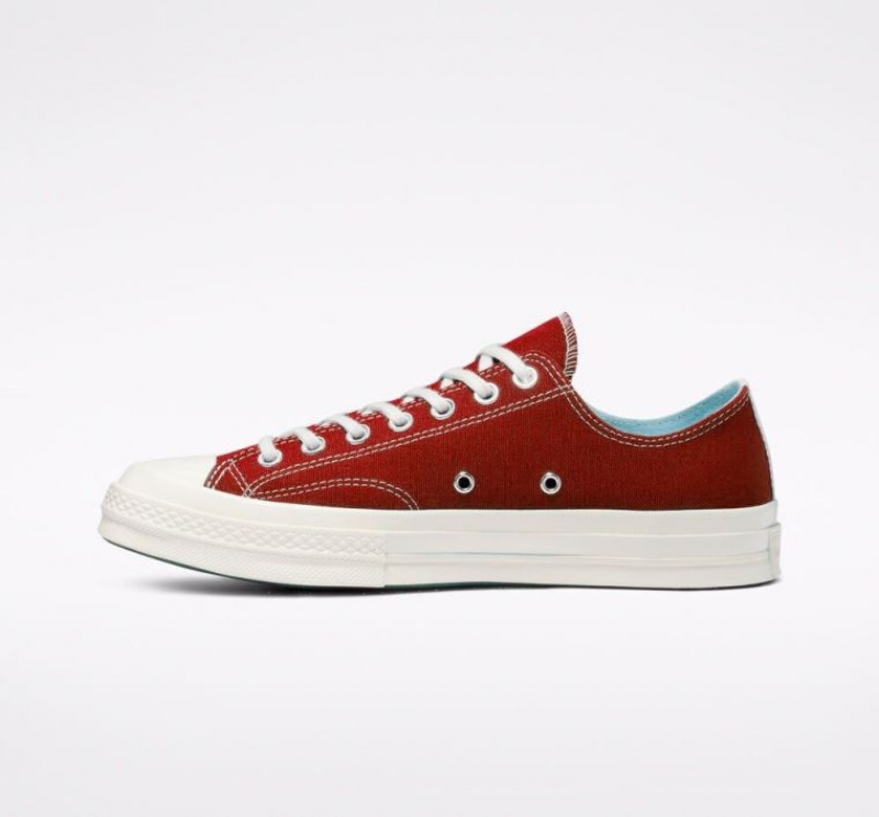 Red Converse X Comme Des Garçons Play Chuck 70 Men's Low Tops | NZ UBOYC8724