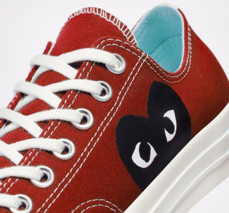 Red Converse X Comme Des Garçons Play Chuck 70 Men's Low Tops | NZ UBOYC8724