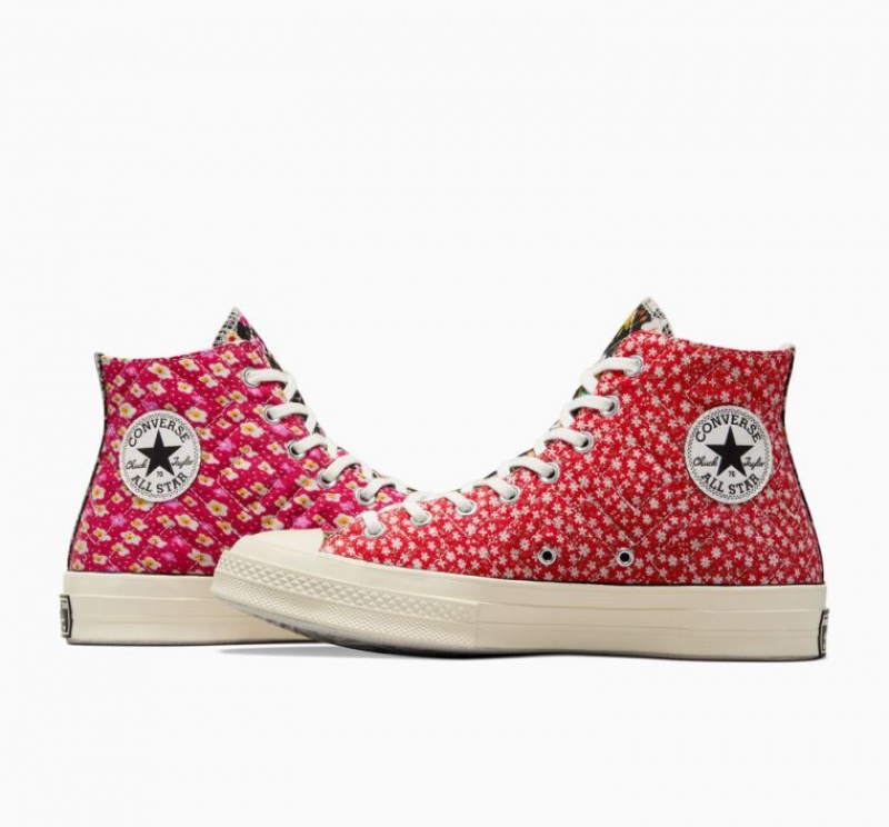 Red / Blue Converse Upcycled Floral Chuck 70 Women's High Tops | NZ ZOITE7023